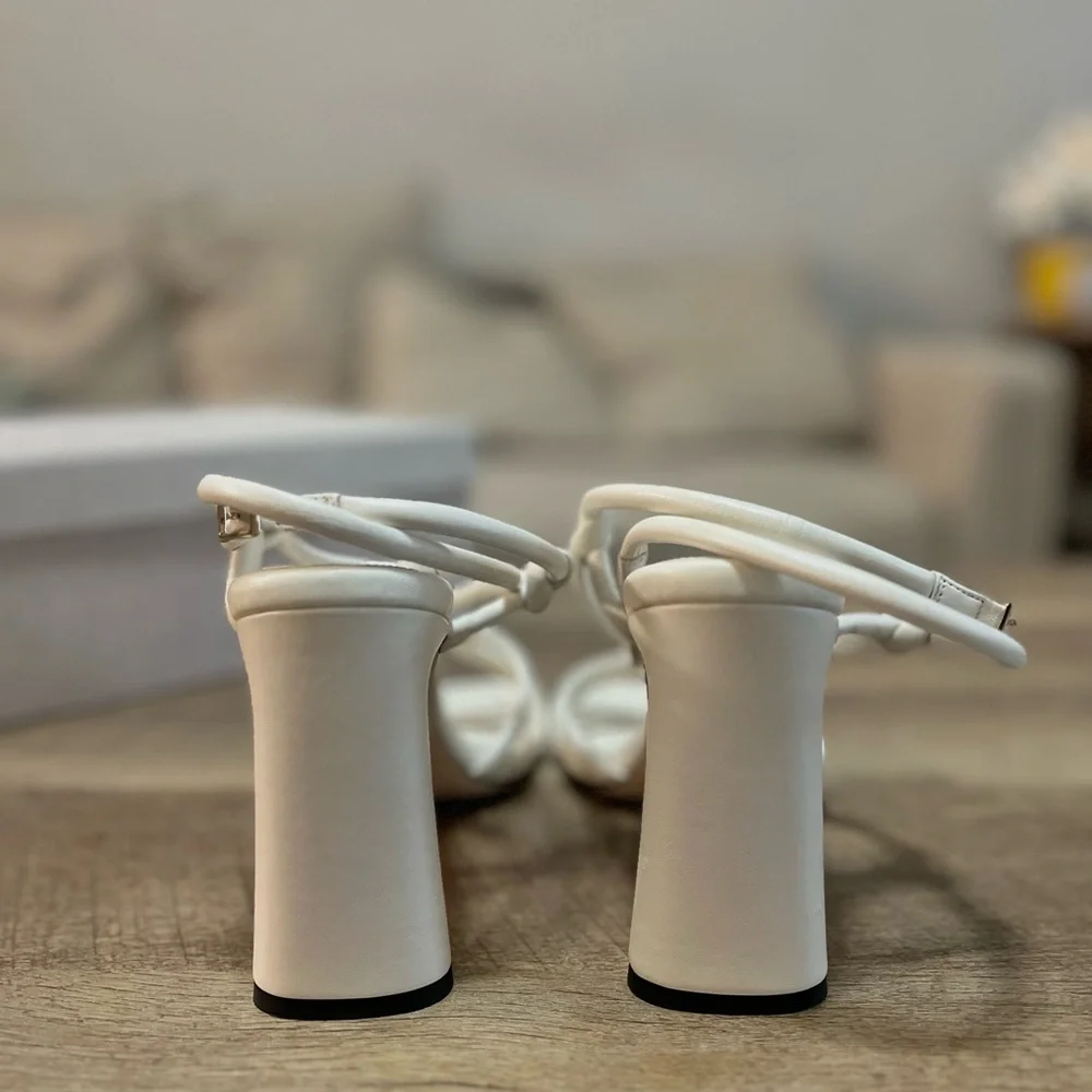 Jimmy Choo Calypso 95 Heels – White Latte Strappy Sandals EU 40.5 (US 10) - Picture 4 of 8